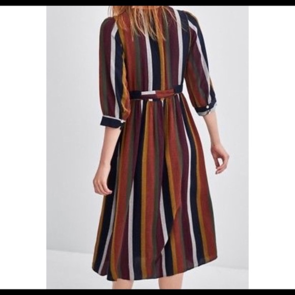 NWT ZARA LONG STRIPED DRESS WITH BUTTONS (L) - Picture 2 of 11